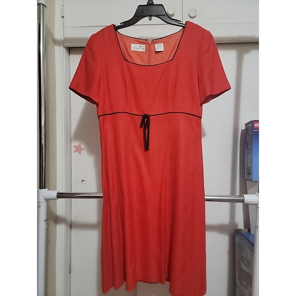 Liz Claiborne Red Casual Short Sleeve Size 6 Dress Knee‎ Length